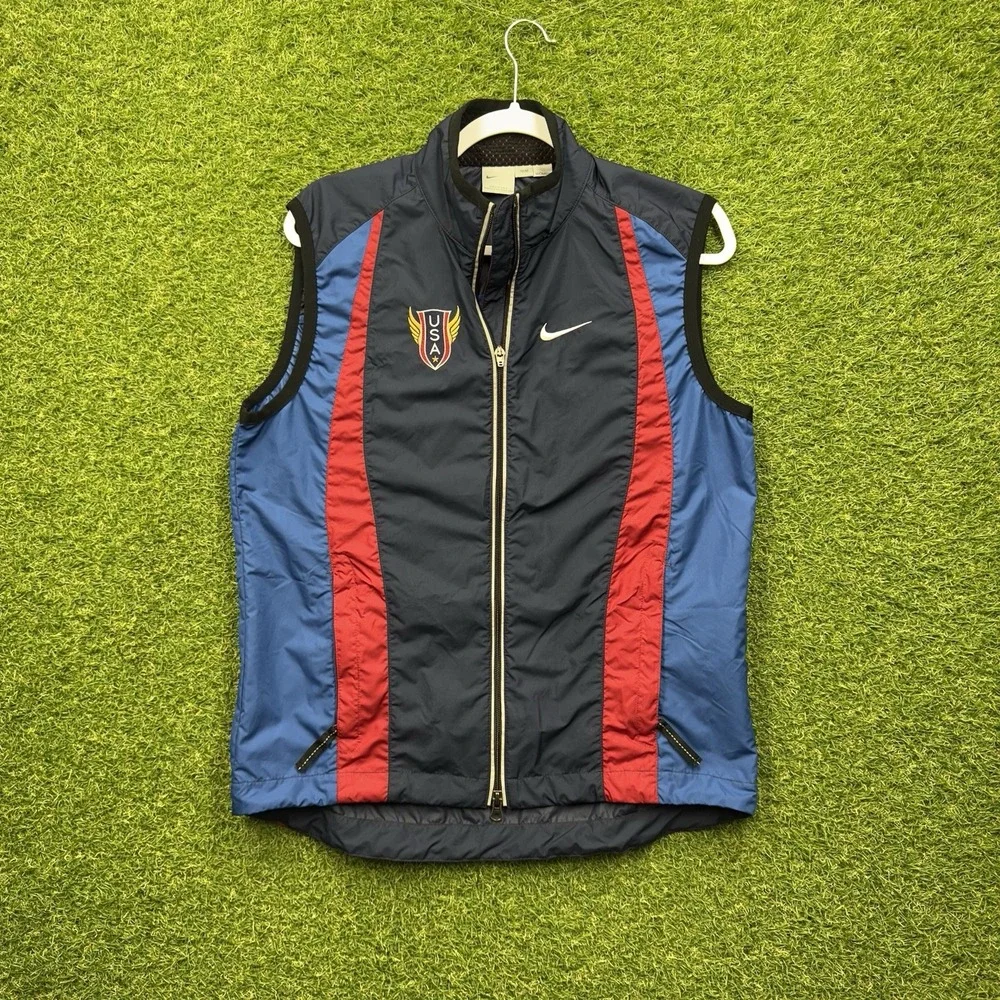Nike USA Olympic Vest Womens Medium Windbreaker Practice Warm Up Rain Zip Up